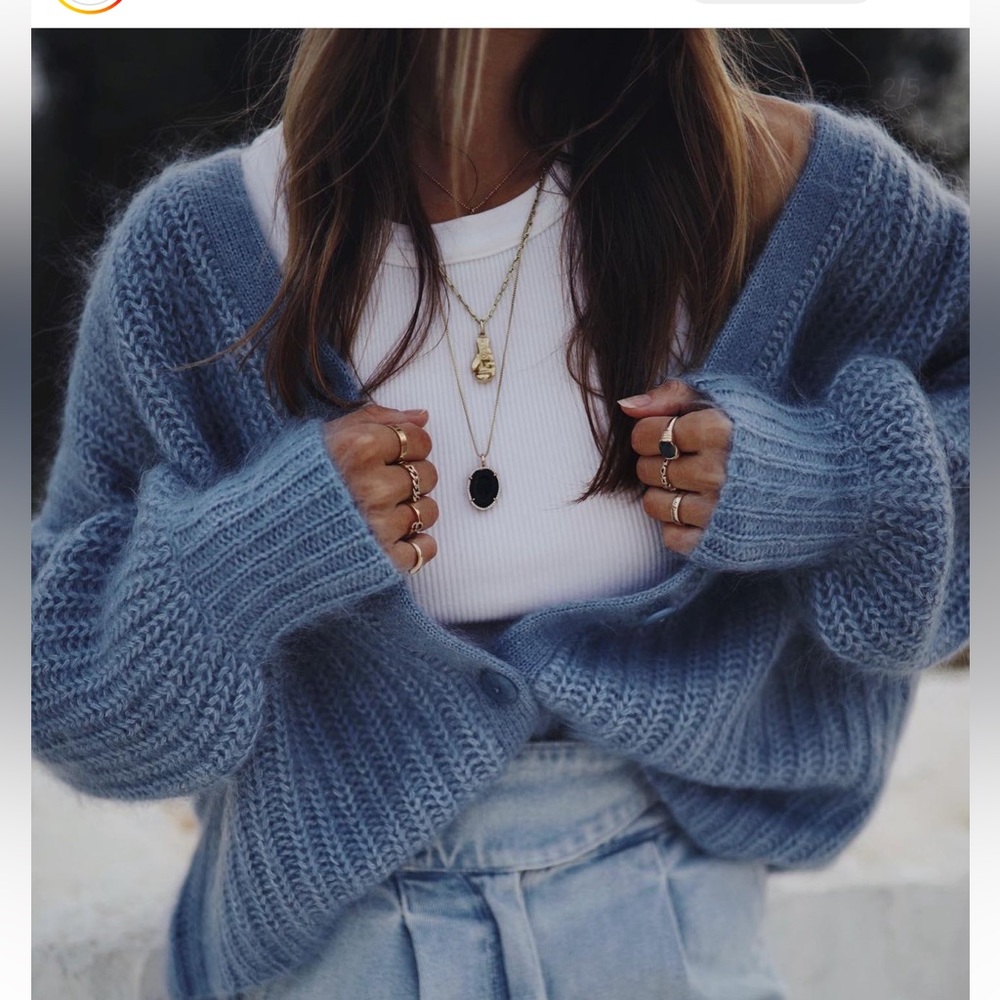 Sezane Basile Cardigan size S Vintage Blue